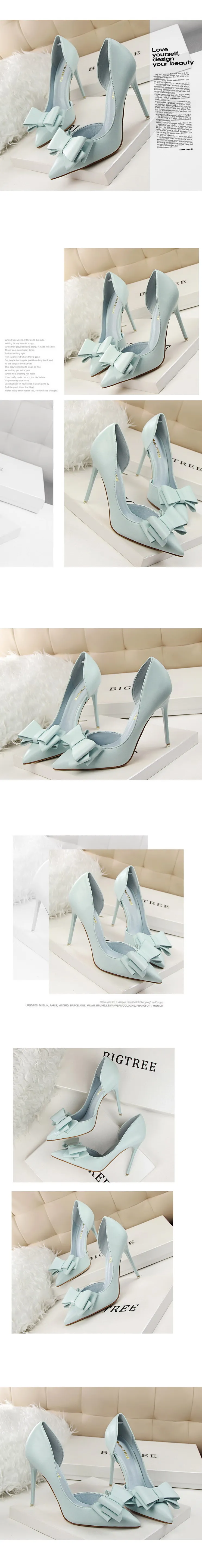 Shoes Bow-knot Woman Pumps Stiletto 10.5 Cm Women Basic Pump Pointed Toe Classic Pumps Sexy High Heels Women Shoes