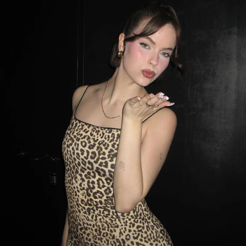 Leopard Print Spaghetti Backless Long Women'S Dresses Summer Elegant Evening Beach Vacation Dress Party Ladies Outfit