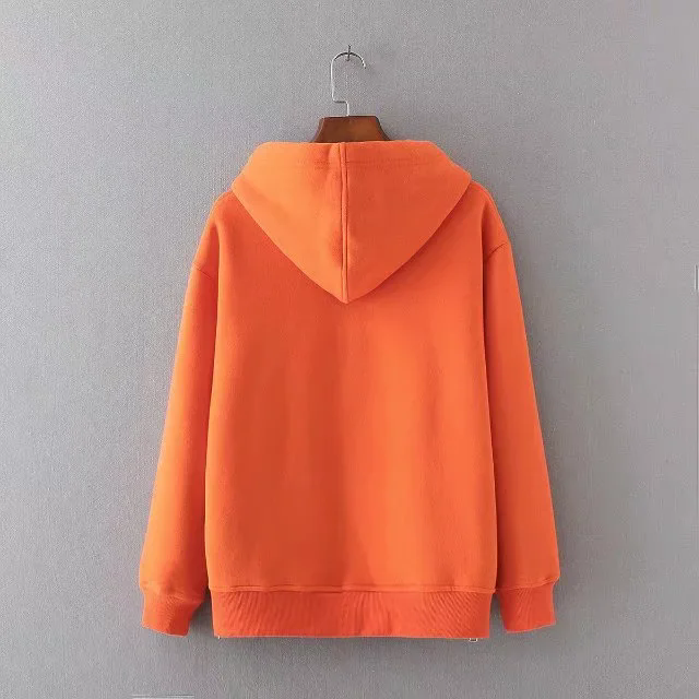 Autumn Women Clothing Solid Color Loose Casual Zipper Sweatshirt