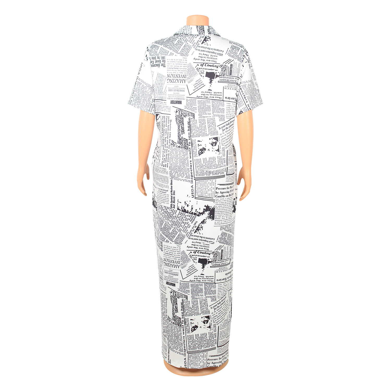 Casual Loose Digital Printing Newspaper Dress Women
