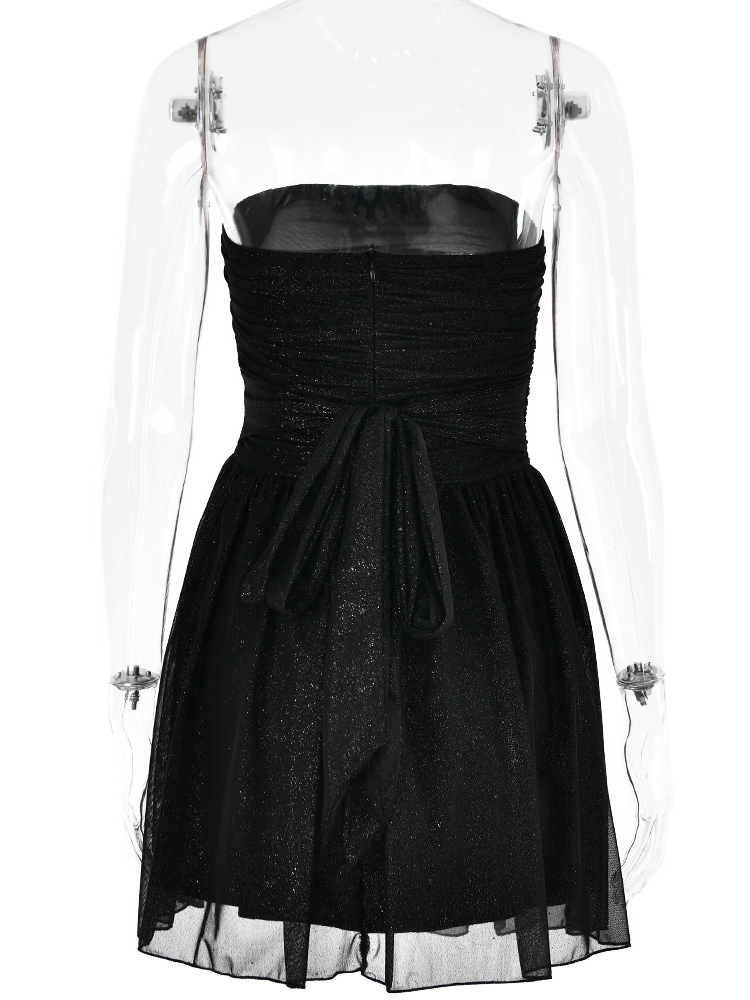 Party Dresses Red Strapless Bows Sleeveless Open Shoulder Semi Formal Dress