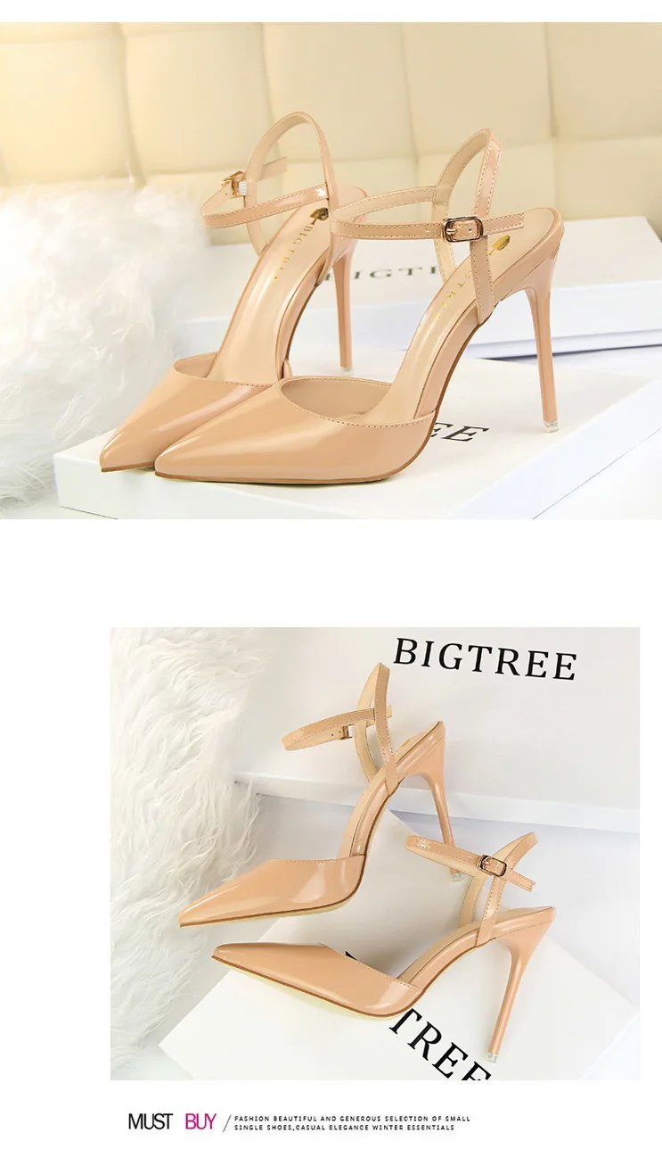 Shoes Fashion High Heels Shoes Patent Leather Woman Pumps Sexy Women Heels Blue Sliver Stiletto Heels Women Sandals