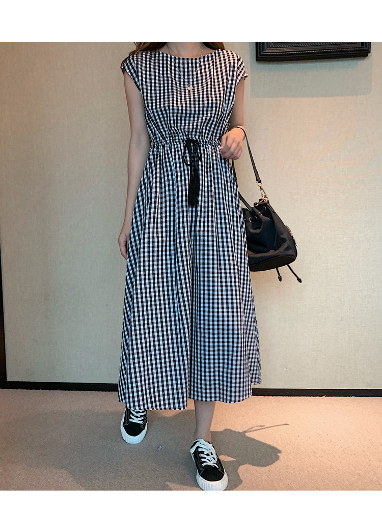 Retro Dress Women Summer Gentle Elegant Can Waist Trimming Loose plus Size Cotton Linen Large Swing Dress