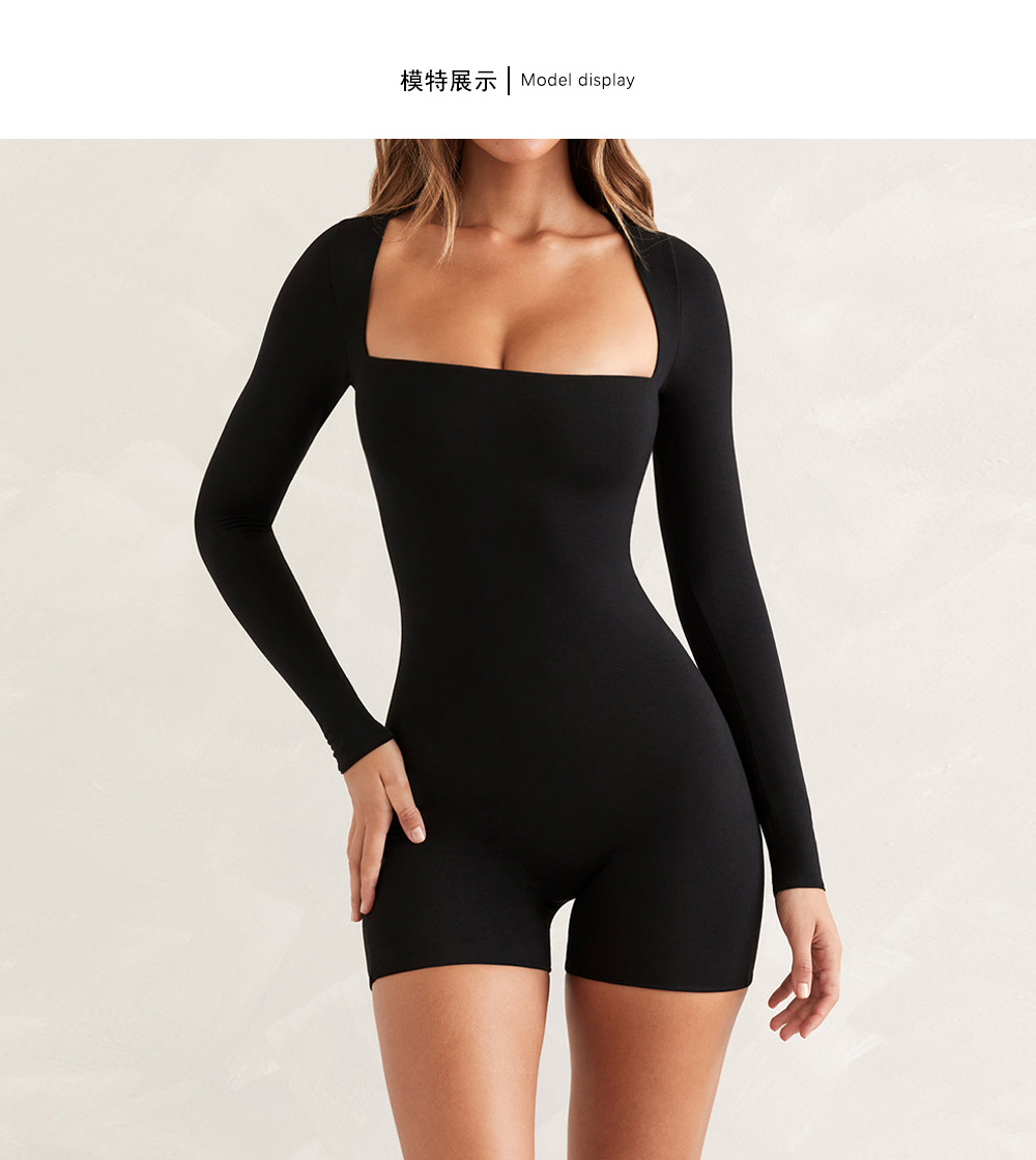 Sexy Slim Yoga Long Sleeve One Piece Ballet Dance One Piece Tight Sports Romper