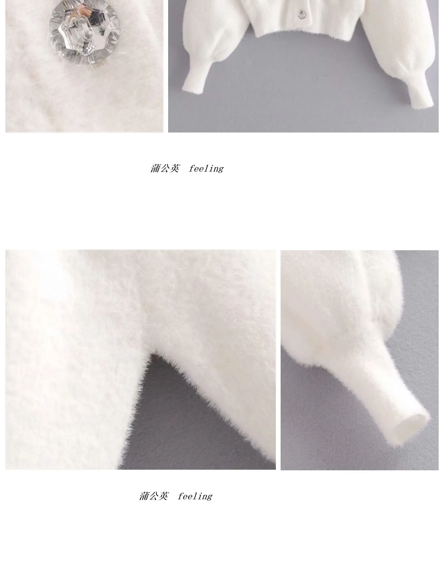 Women's 3-piece Set Korea Style White Cardigan Furry Single-breasted Button Tank Top Knitted Sweater Jumper Shorts Pants Set