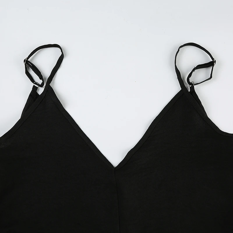 Sleeveless V Neck Loose Casual Black Boho Jumpsuits For Women Backless Vacation Wide Leg Rompers Womens Spaghetti Strap Overalls