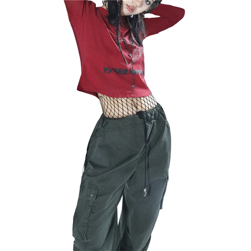 Harajuku Crop Top Japanese Style Star Pattern Round Neck Short Sleeve T Shirts Graphic Tee y2k Women Clothes Streetwear