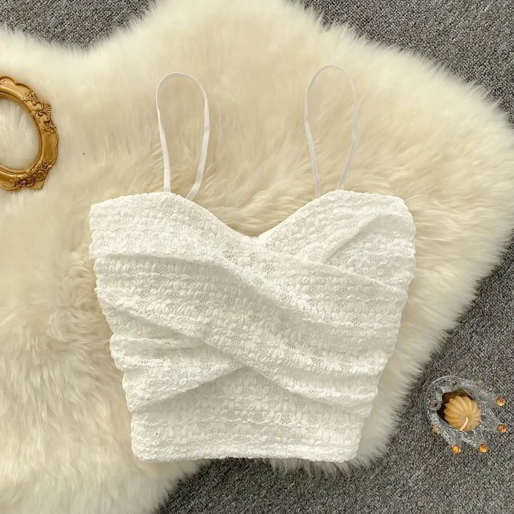 Sexy Streetwear 90s Crop Top Women Korean Fashion Tube Tops Sleeveless With Strape Tank Top Camis Chain T Shirt