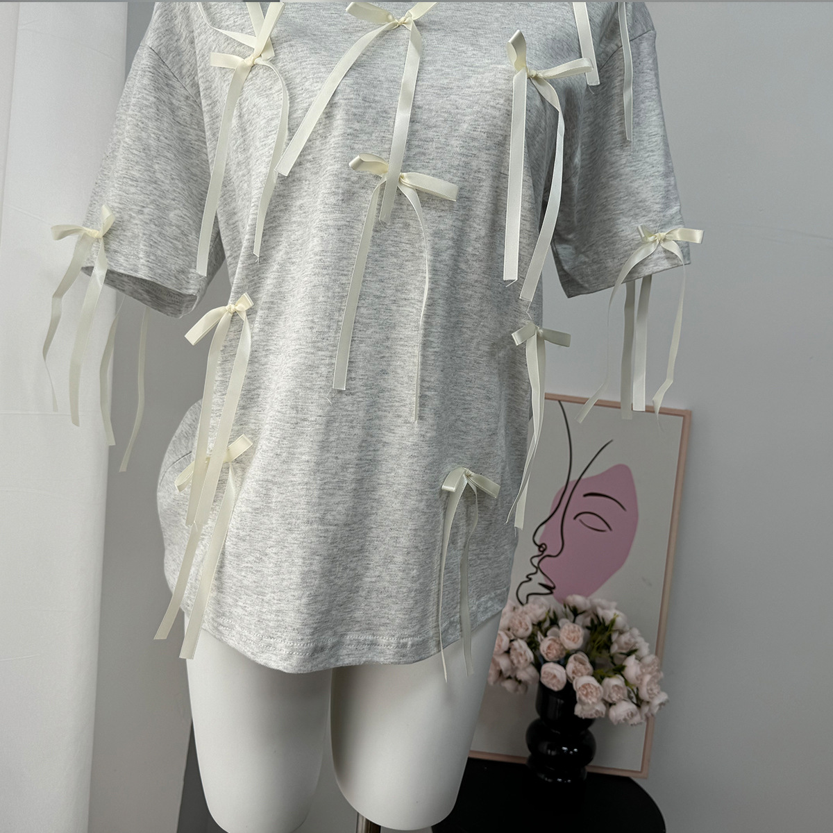 Summer Long Tassel Short Sleeved T shirt Women Casual Loose Cotton Top