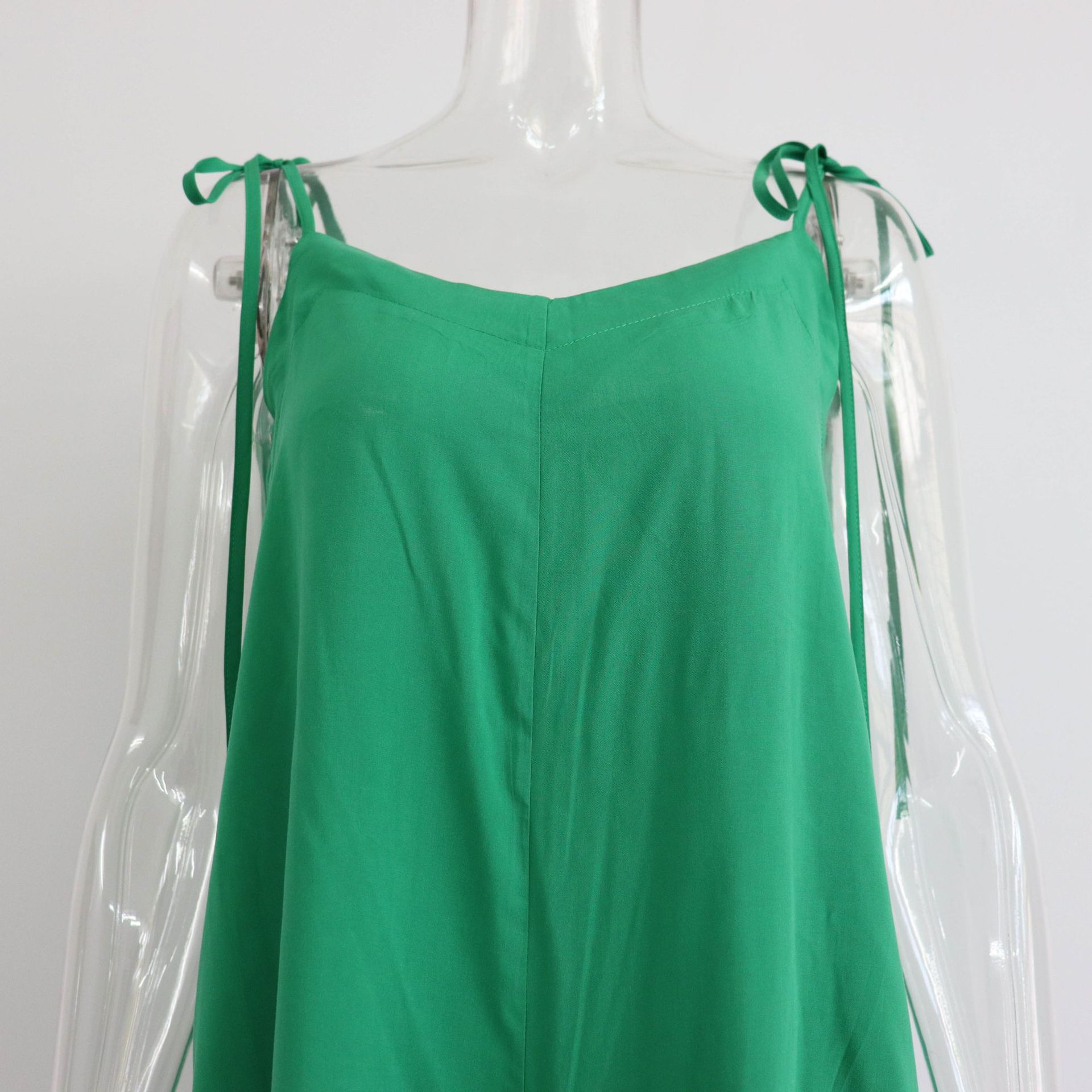 Summer Solid Color Overalls Casual Loose Fitting Wide Leg Trousers Sexy Sling Backless Sleeveless Jumpsuit