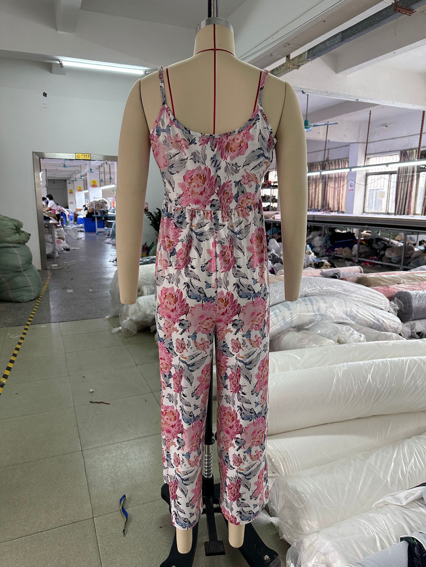 Summer High Waist Wide Leg Jumpsuit Women Floral Strap Backless Jumpsuit Women