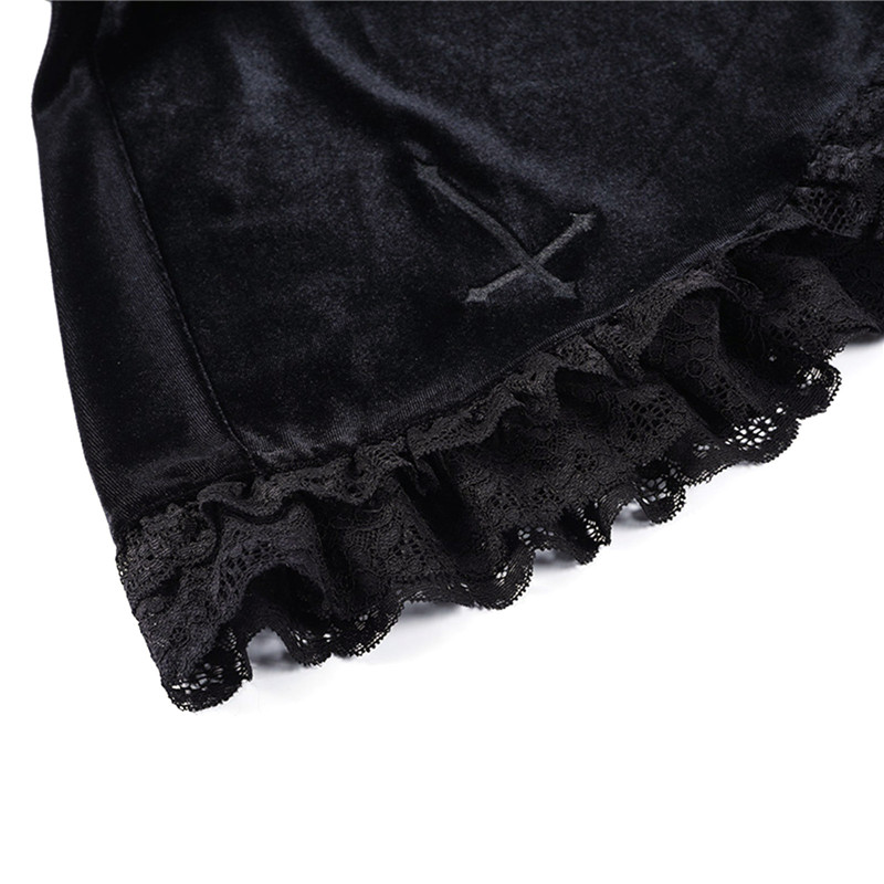 Punk Cross Pattern Mini Skirt Y2K Grunge Gothic Black Lace High Waist Pleated A-line Skirt Vintage Women E-girl Clothes