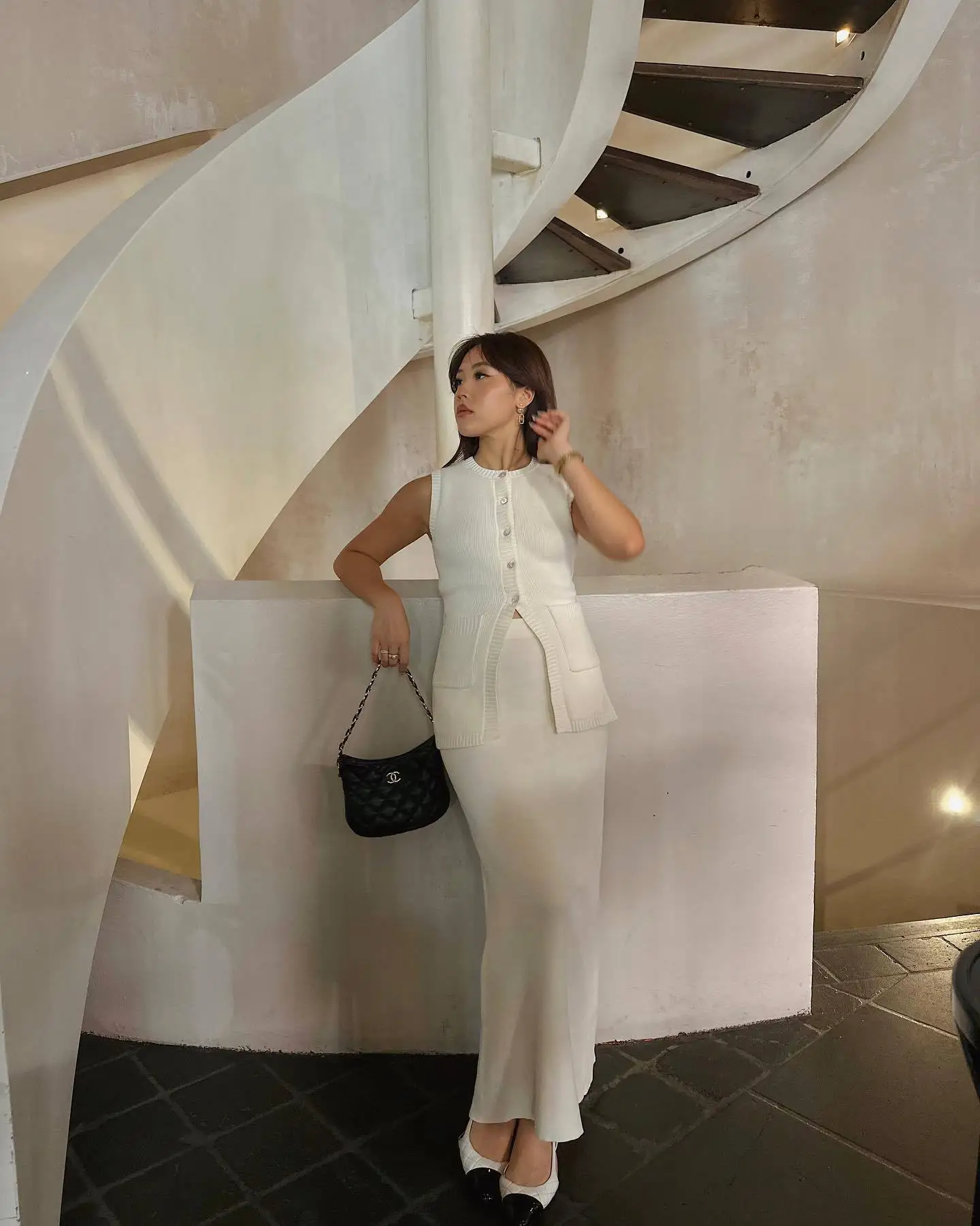 Elegant Knitted Slim Skirt Suit Women's Suit 2 Fashion Solid Color High Waist Slit Vest Casual Sleeveless Long Skirt Suit