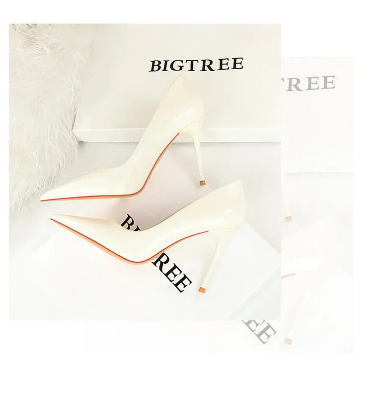 Shoes Patent Leather Women Pumps Sexy High Heels Pointed Lady Party Shoes Stilettos Women Heels Fashion Wedding Shoes