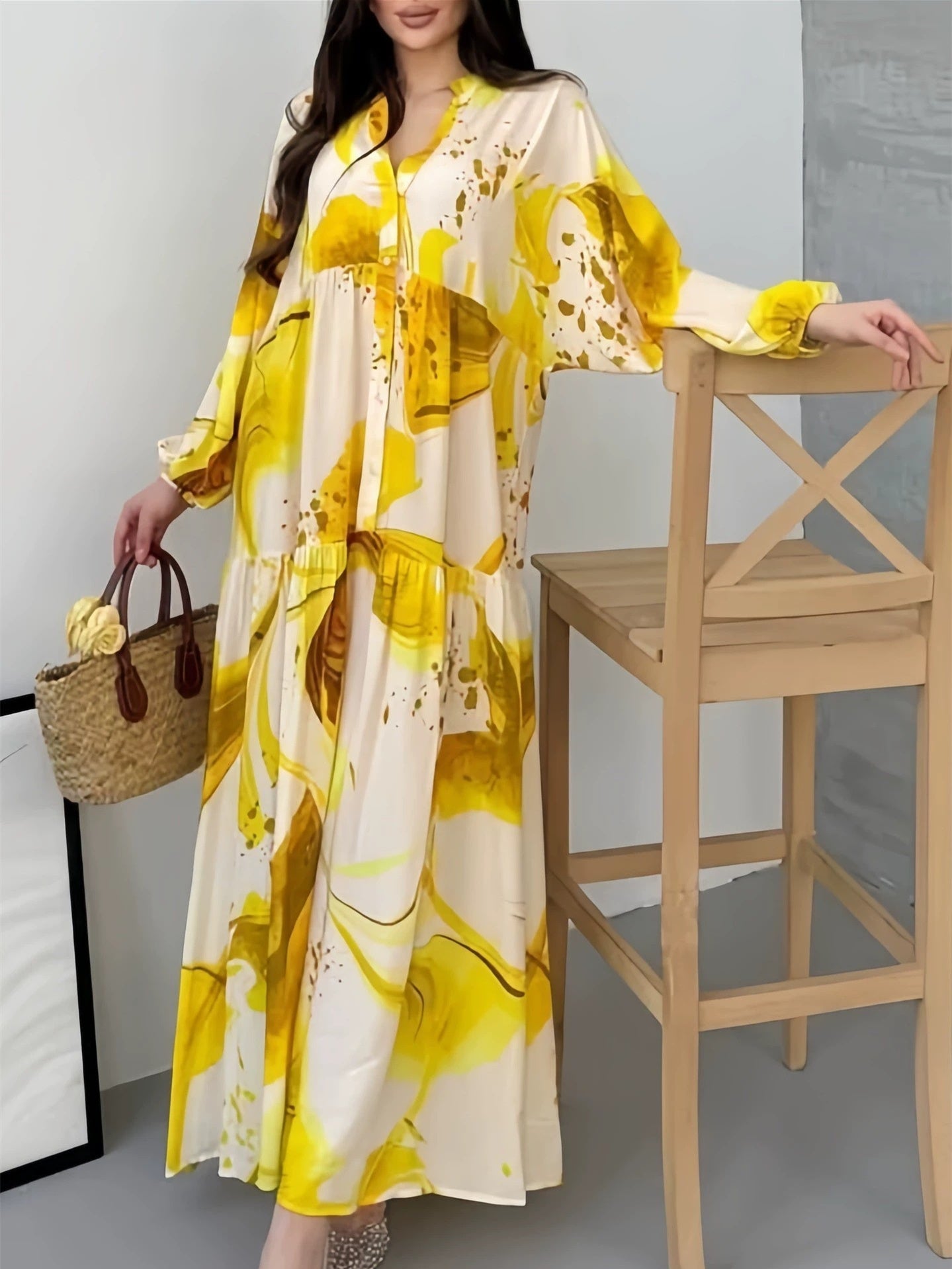 Simple Solid Color Patchwork Dress