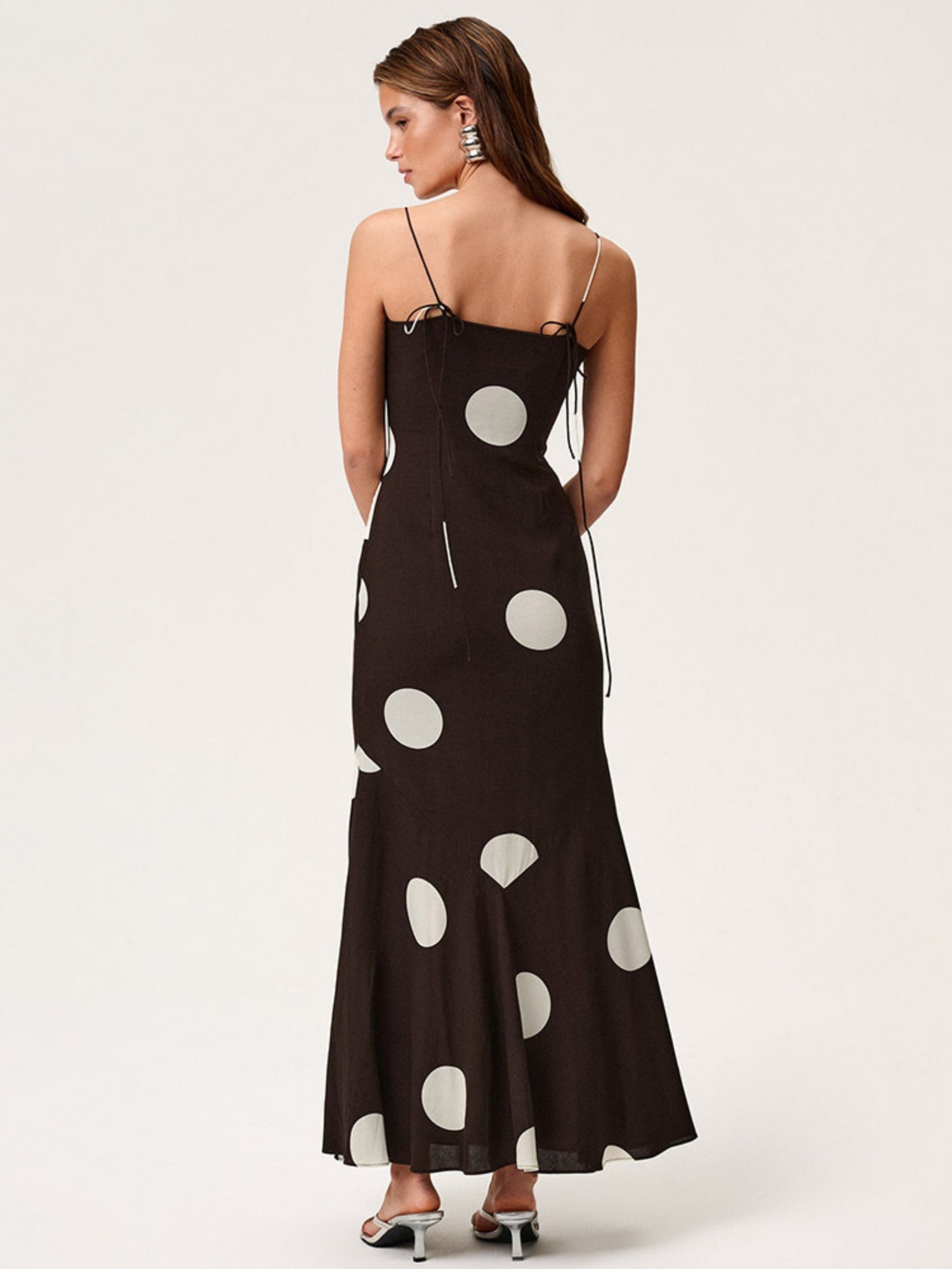 Polka Dots Camisoles Slim-fit Backless Maxi Dresses