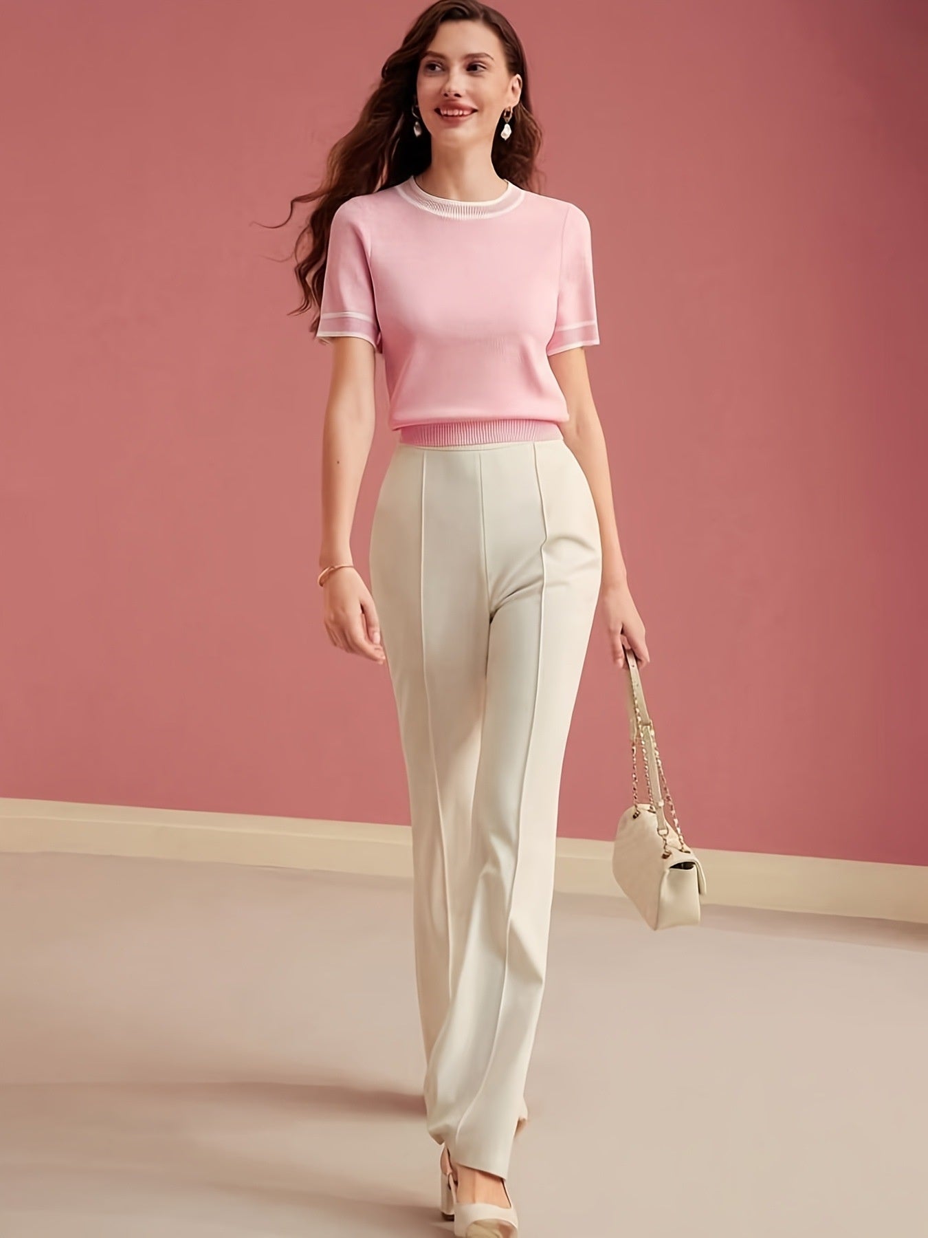 Solid Color Color Blocking Patchwork Women's Basic Top