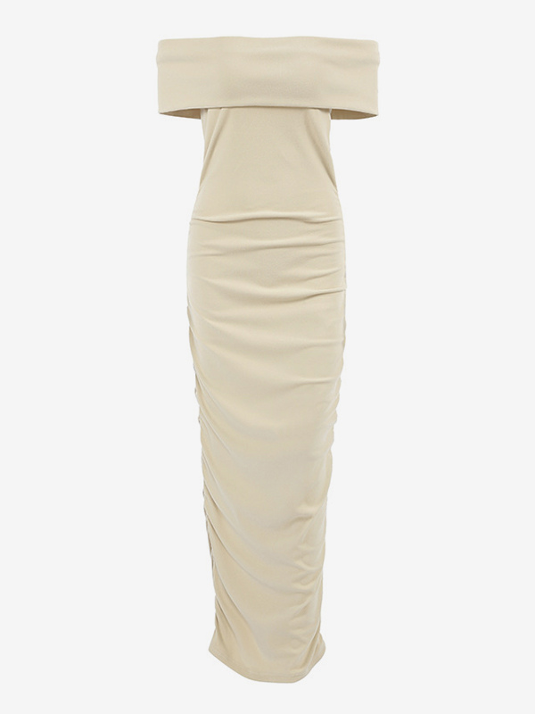 Bodycon Dress Off-Shoulder Slim Fit Elegant Semi-formal Party Ruched Maxi Dress For Women 2026