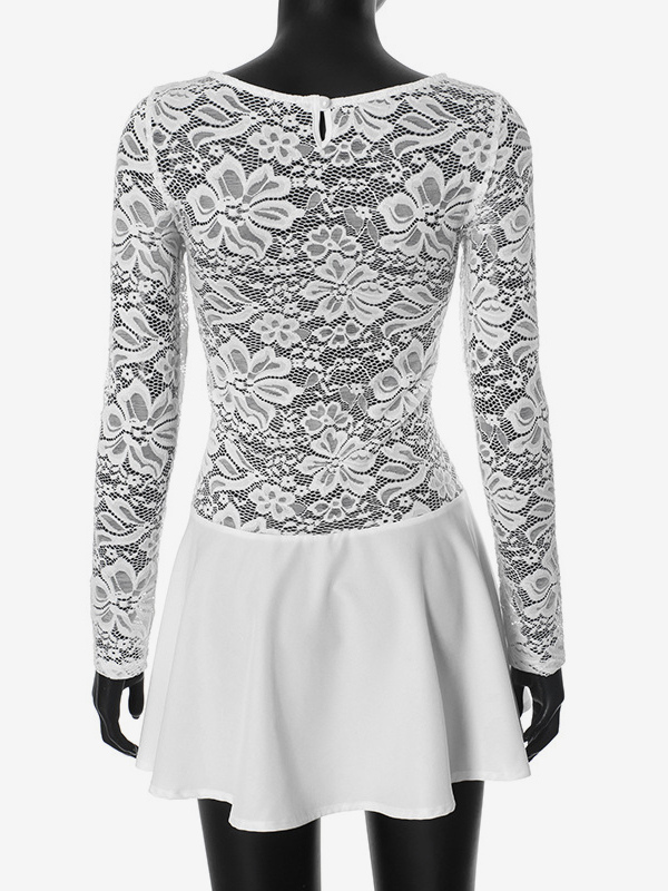 Lace Overlay A-line Dress Sheer Long Sleeve Mini Party Dress For Women 2026