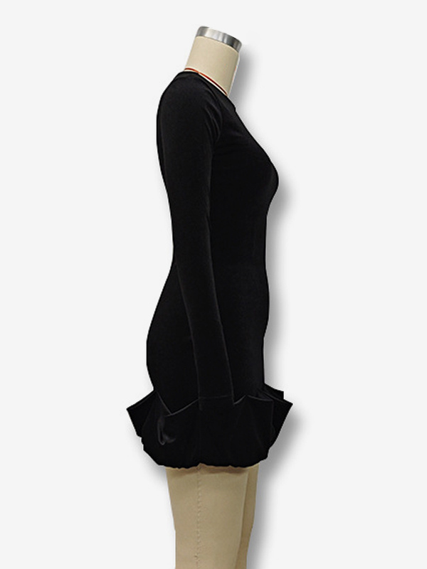 Elegant Velvet Mini Dress With Ruffle Hem Long Sleeve Bodycon Dress For Women 2026