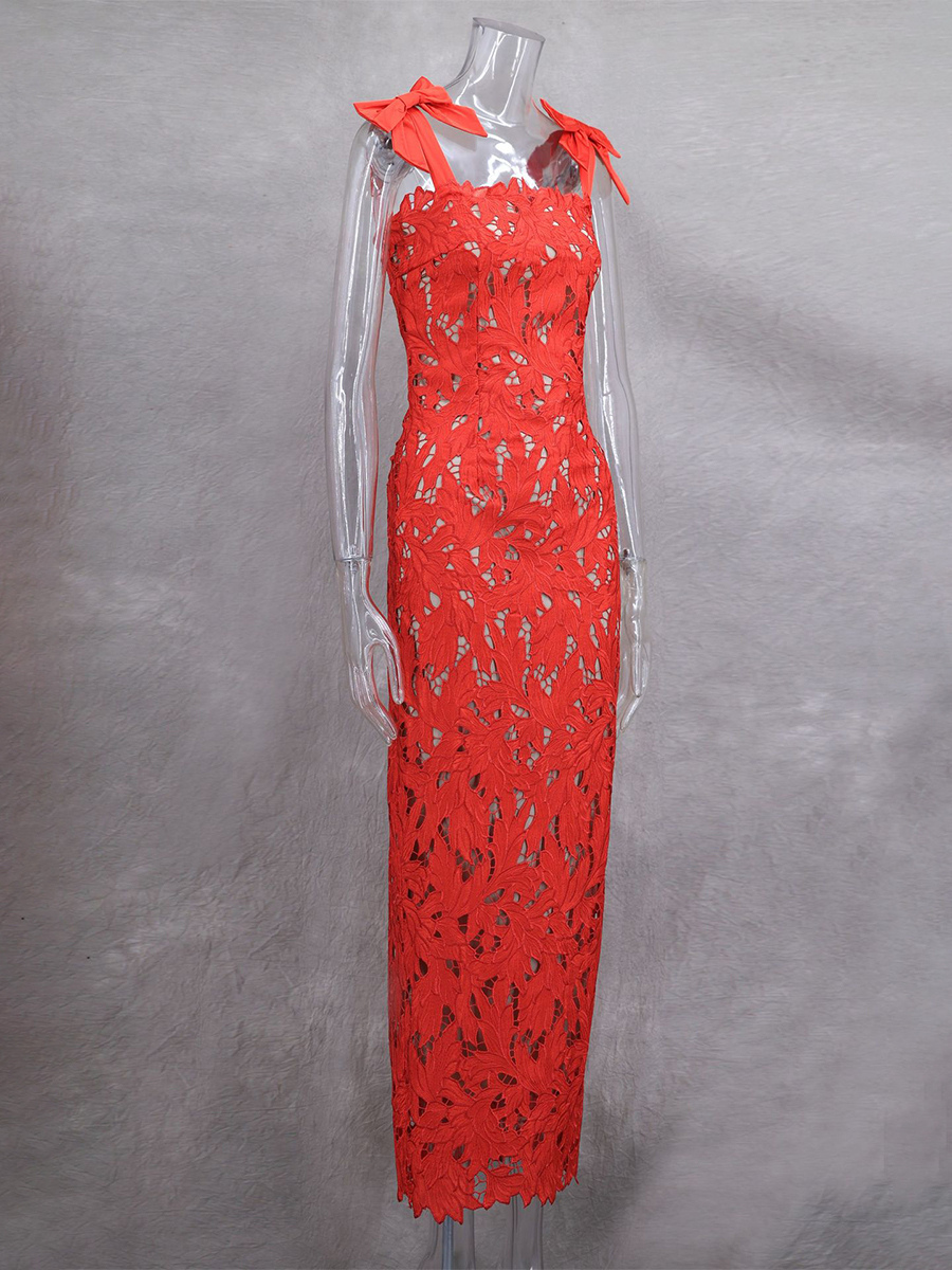 Bodycon Long Dress With Bow Straps Summer Long Party Dress For Women 2026