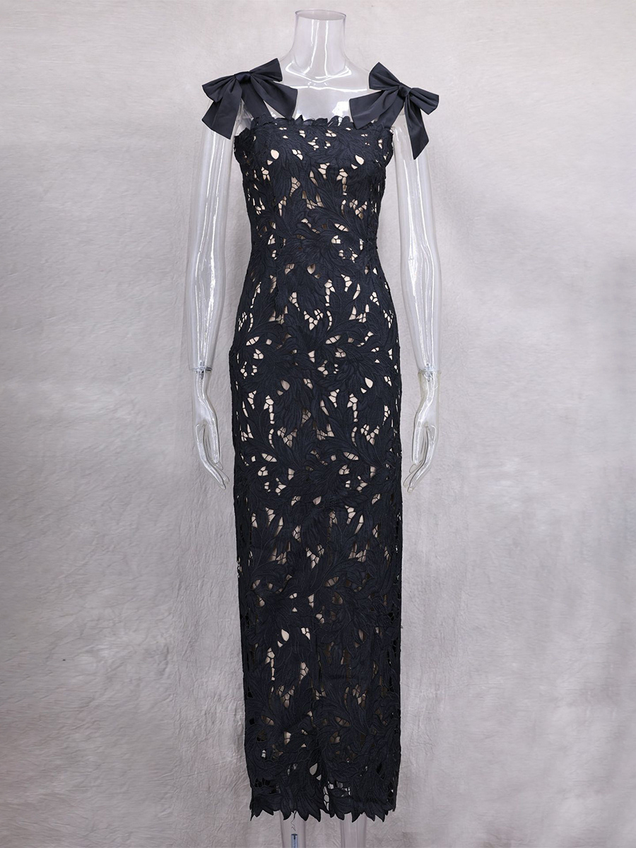 Bodycon Long Dress With Bow Straps Summer Long Party Dress For Women 2026