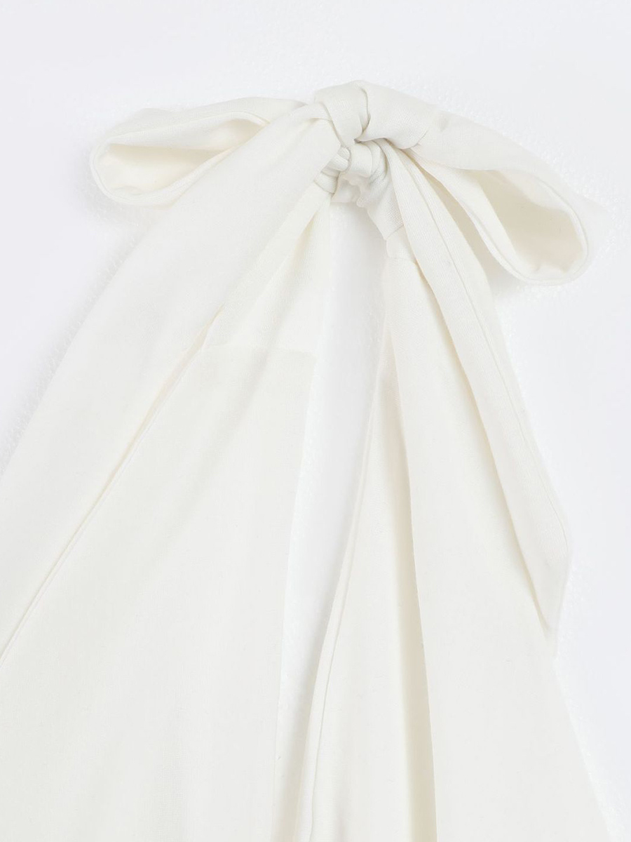 White Halter Neck Maxi Dress With 3D Flower Skirt 2026