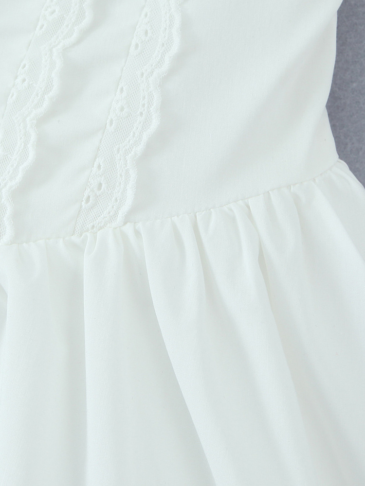 Butter Yellow Sleeveless Lace-Trimmed Mini Corset Dress With Lace-up Back 2026
