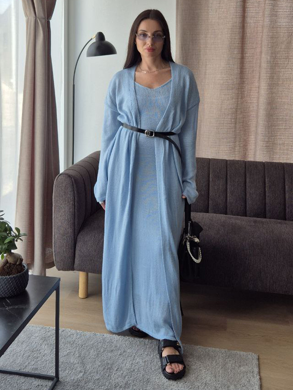 Knit 3-piece Co-ord Set Maxi Dress And Long Cardigan And Slip Dress For Women 2026