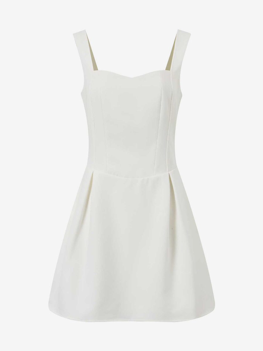 White Sleeveless A-line Flare Mini Dress For Women 2026