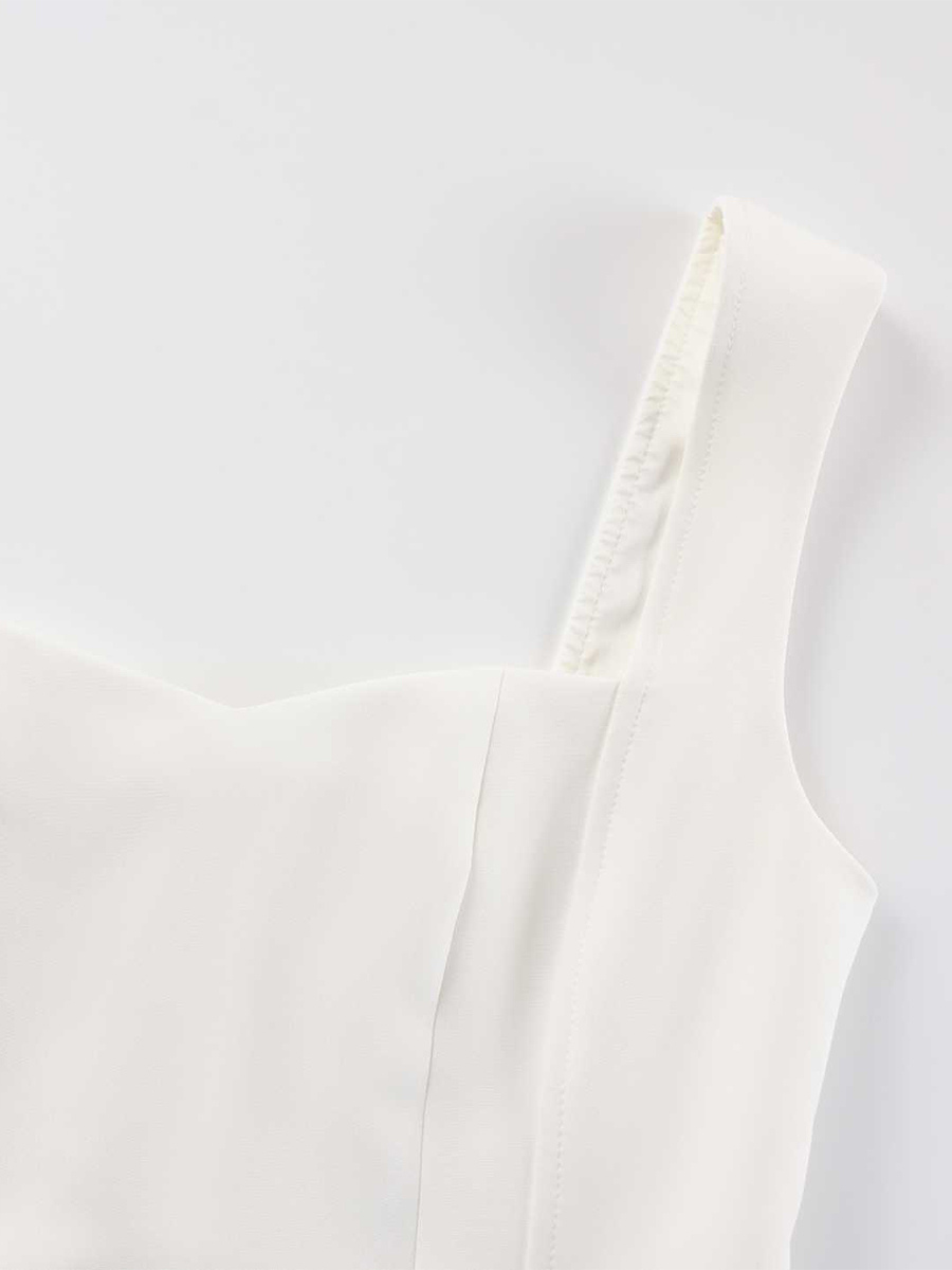 White Sleeveless A-line Flare Mini Dress For Women 2026