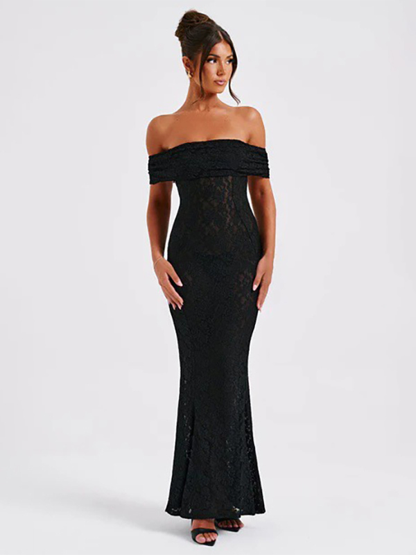 Off Shoulder Lace Backless Mermaid Maxi Party Dress For Women 2026