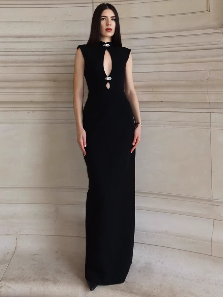 Keyhole Cutout Sleeveless Bodycon Maxi Dress For Women 2026