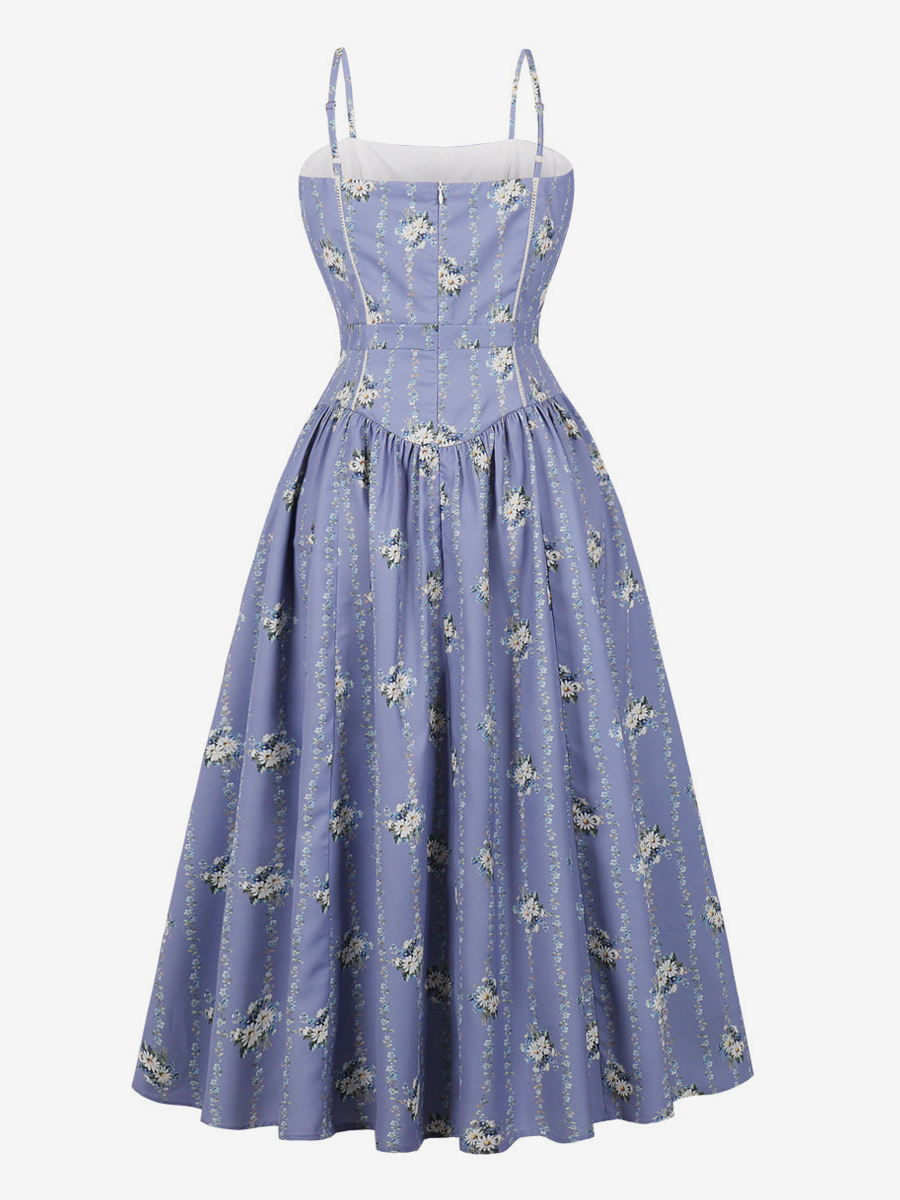Floral Print Cami Strap Summer Swing Midi Dress For Women 2026