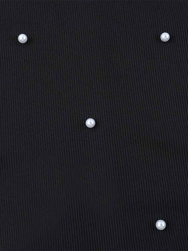 Off Shoulder Women's Maxi Dress - Elegant Pearl Beaded Back Slit Black Bodycon - Spring Party Wear 2026