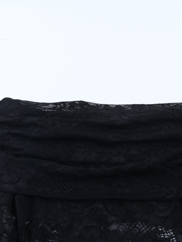 Off Shoulder Lace Patchwork Maxi Dress For Women - Black Gothic Sheer Sleeve Bodycon Gown - Spring Gala Party Outfits 2026