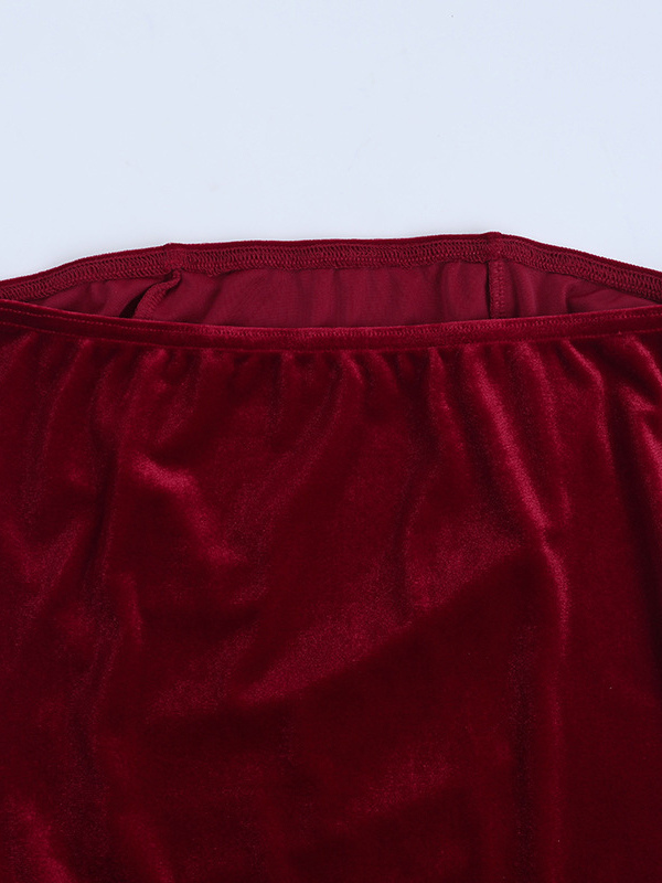 Ruched Velvet Bodycon Mini Dress For Women-Red Strapless Draped Side Sash -Spring Summer Cocktail Party Wear 2026