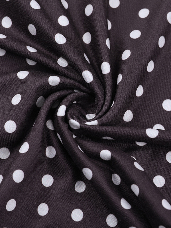 Polka Dot Women's Mini Dress - Chocolate Brown Vintage V Neck Long Sleeve Bodycon - Spring Vacation Party 2026