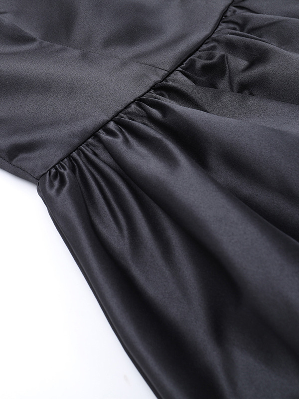 Mesh Sleeve Mini Dress For Women - Black Elegant Mock Neck Puff Skater - Spring Evening Cocktail 2026