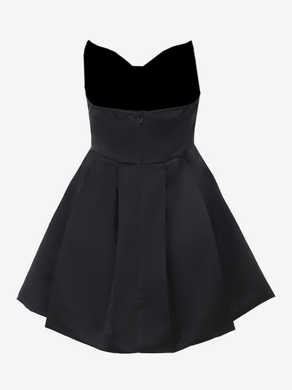 Corset Coquette Satin Dress For Women - Black Gothic Sweetheart Boned Sleeveless A Line Dress - Summer Birthday Party 2026