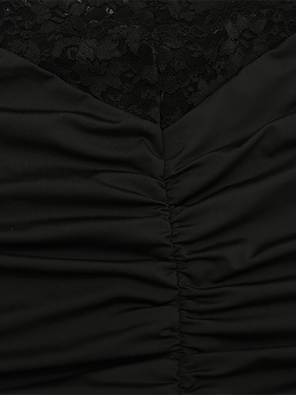 Sheer Lace Cut Out Bodycon Dress For Women - Black Gothic Chic Ruched Mini Sheath Dress - Summer Night Out Party 2026