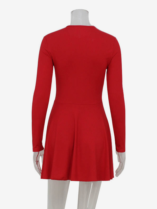 Mesh Corset Mini Dress For Women - Long Sleeve Ribbed Skater Dress - Spring Night Out Club Party 2026