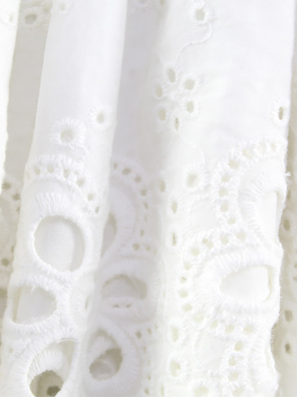 Eyelet Lace Mini Dress For Women - White Smocked Strapless Ruffle Tube Sundress - Summer Beach Vacation 2026