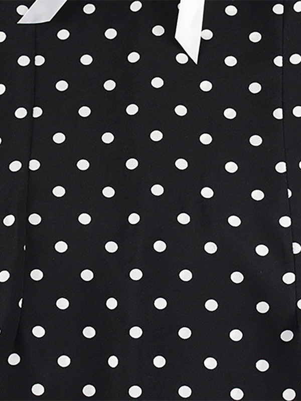 Polka Dot Maxi Dress For Women - Black Vintage Peter Pan Collar Bodycon Pencil Dress - Summer Date Night 2026