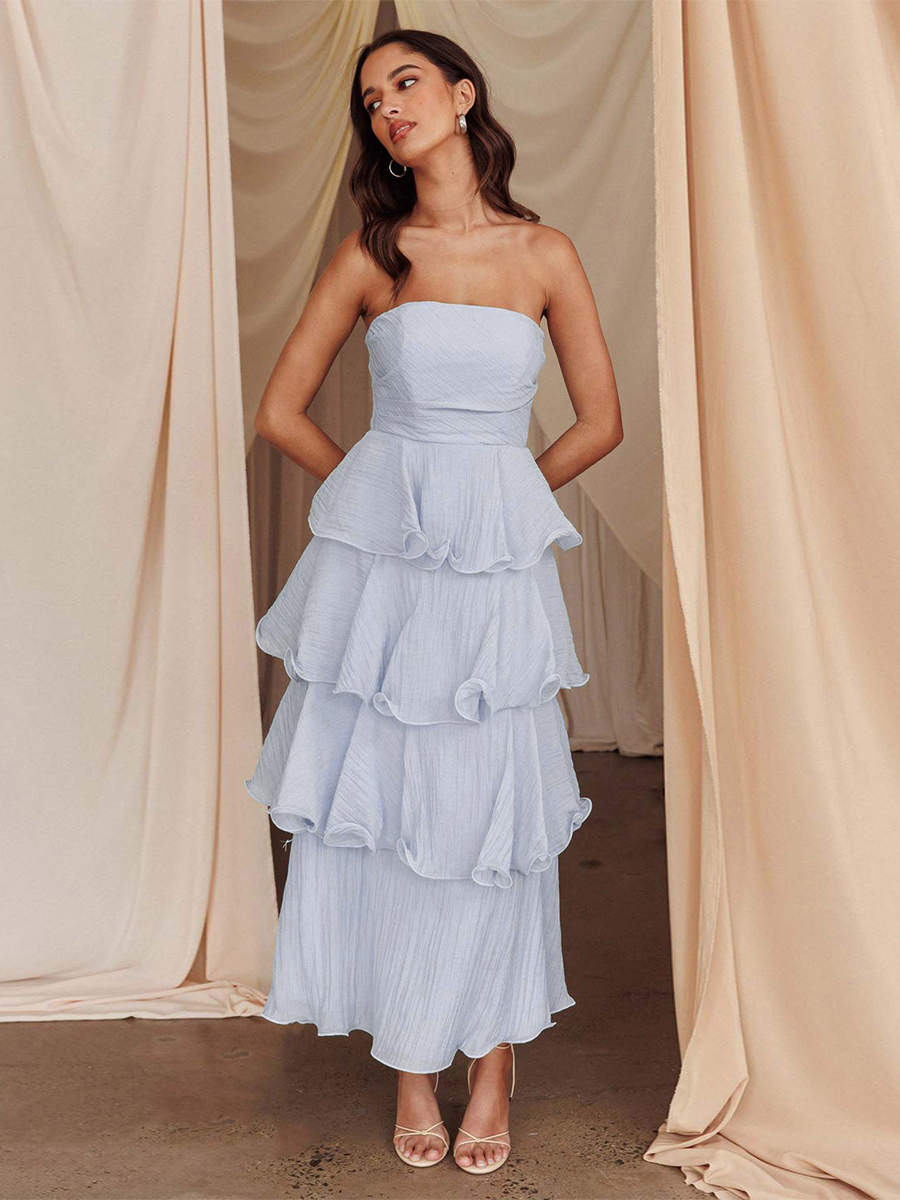 Tiered Ruffle Maxi Dress For Women - Sleeveless Layered A-Line Tube Sun Dress - Summer Wedding Guest 2026