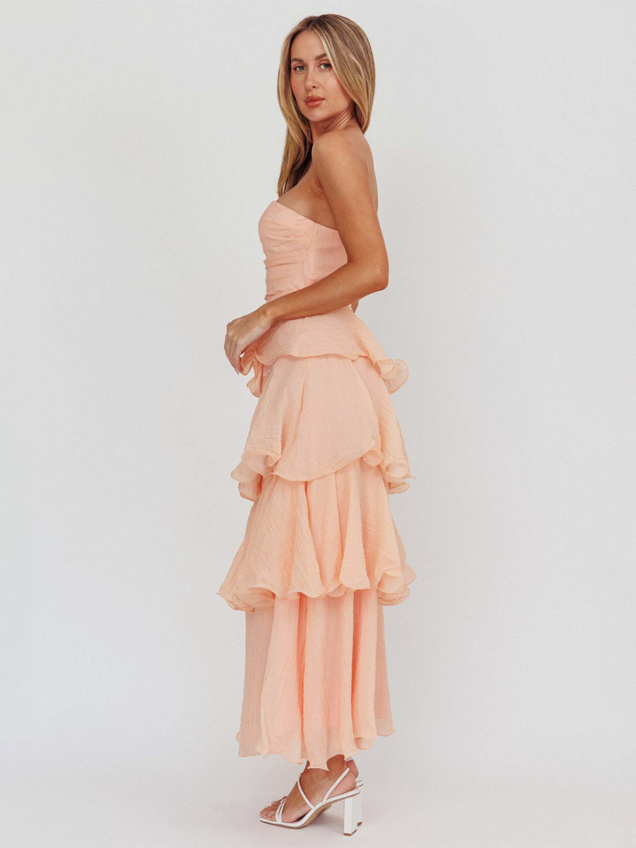 Tiered Ruffle Maxi Dress For Women - Sleeveless Layered A-Line Tube Sun Dress - Summer Wedding Guest 2026