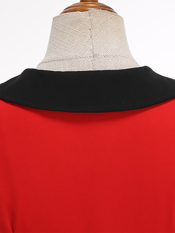 Red Sleeveless Peter Pan Collar A Line Maxi Dress For Women Vintage Chic