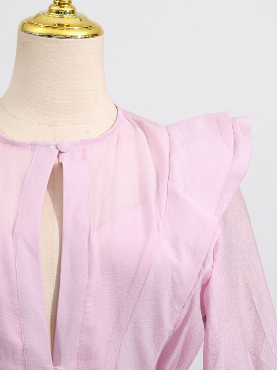 Chic Fitted Pink Gown With Layered Ruffle Perfect For Summer