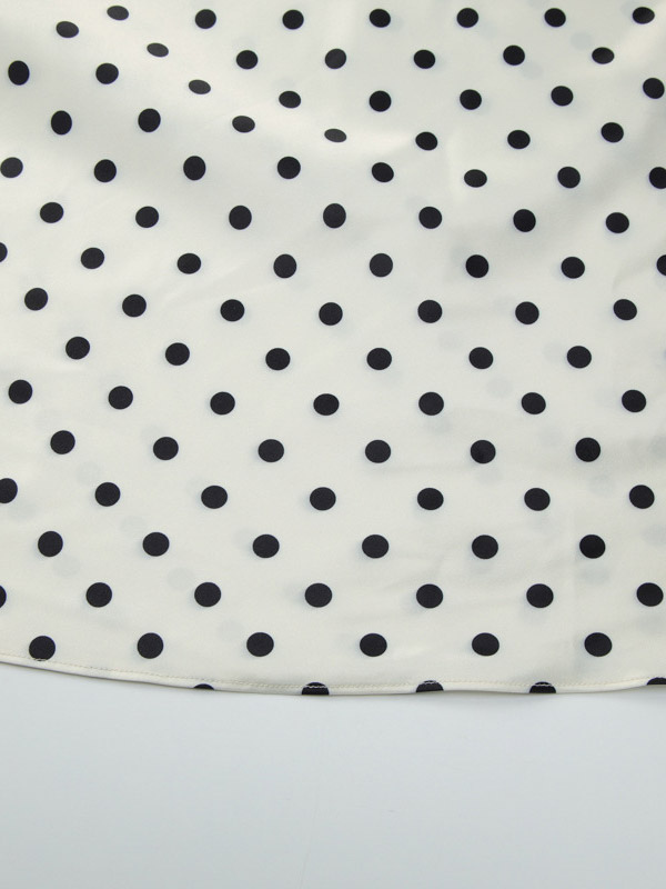 Flattering V Neck Cream Maxi Dress With Black Dots Ideal For Evenings