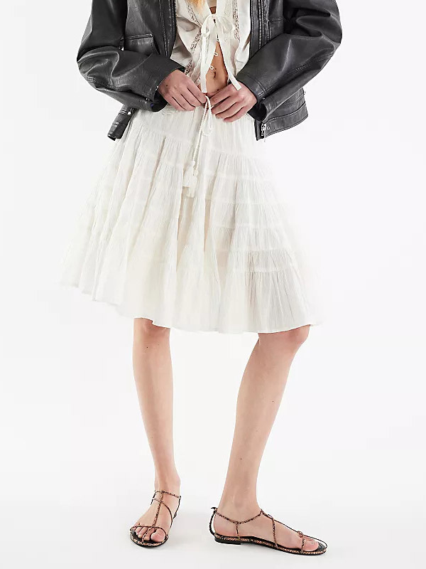 Skirts White Natural Waist Chic Pleated Women's Bottoms